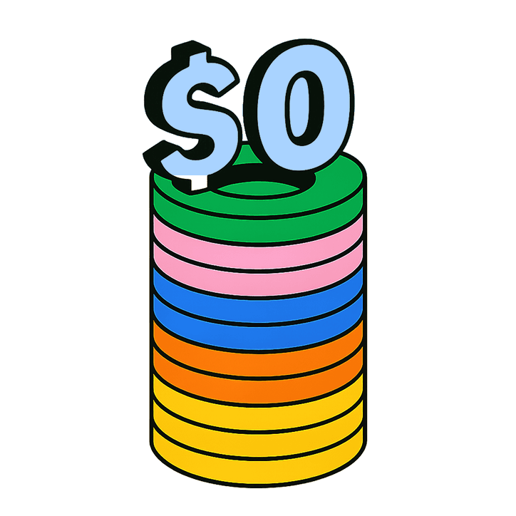 $0 stack of colorful coins